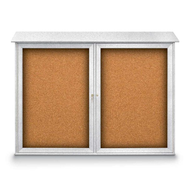 Indoor Enclosed Combo Board, 48"x36", Satin Frame/Burgundy & Cork